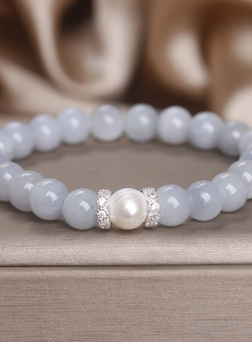 天然海蓝宝淡水珍珠手链女