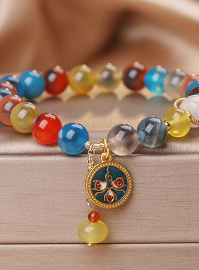 幻彩溏心玛瑙串珠手链女