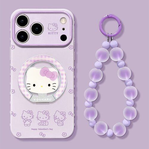 适用苹果17ProMax爱可爱花朵猫咪大视窗保户包iphone16支架15女14