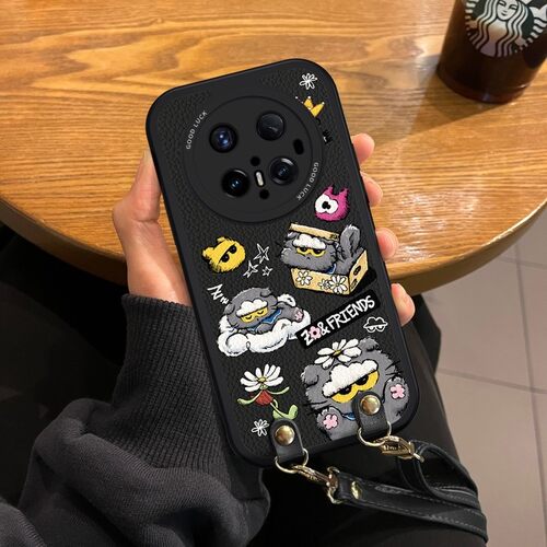 适用华为mate70Pro保户包猫咪斜挎挂绳mate60Pro硅胶软壳挂绳网红