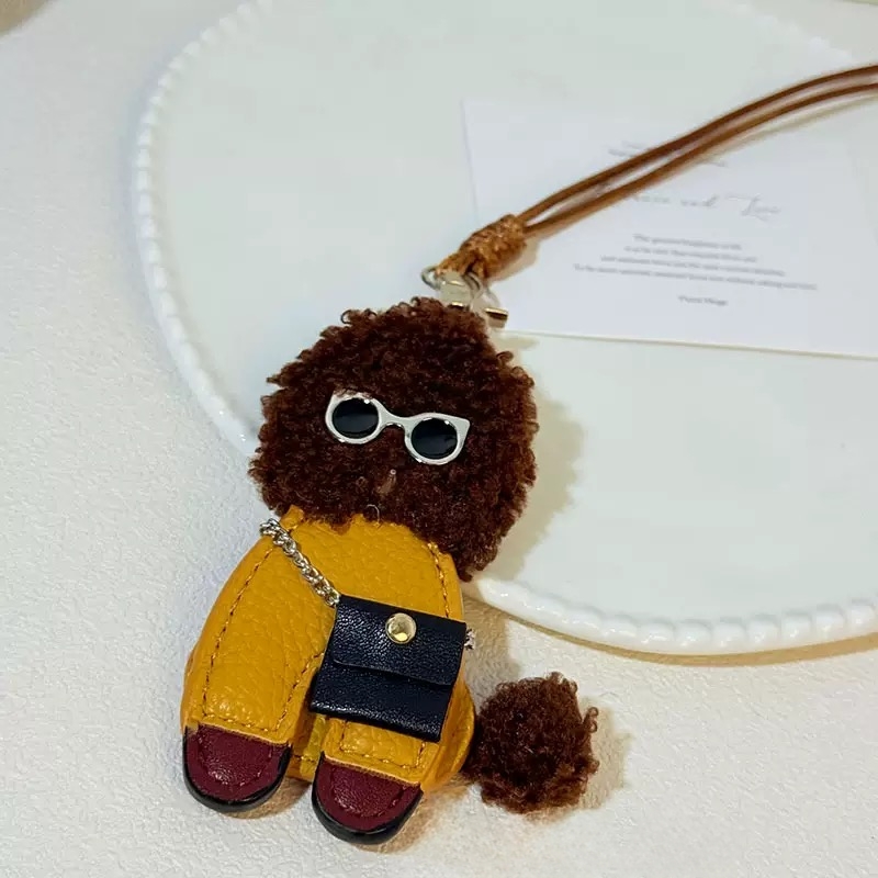 新款泰迪童趣狗狗皮质长款挂绳项链女生2025新款小众秋冬毛衣链