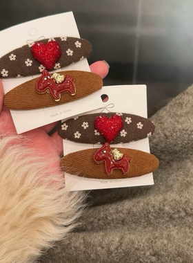 一对装~新年红色小马发夹陈太同款爱心前额碎发BB夹侧边刘海夹韩