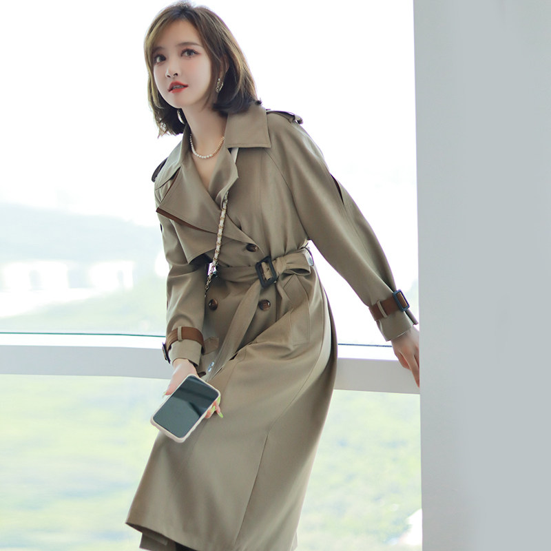 miuco英伦范肩章双排扣收腰搭袢翻领中长款风衣外套秋季【现货】