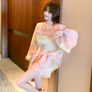 MIUCO撞色多巴胺！印花宽松衬衫+阔腿短裤套装【现货】