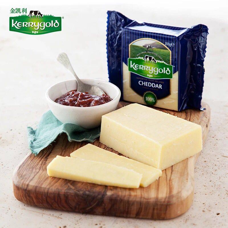 金凯利爱尔兰风味淡味切达车达干酪200g乳酪原制即食奶酪进口咸口