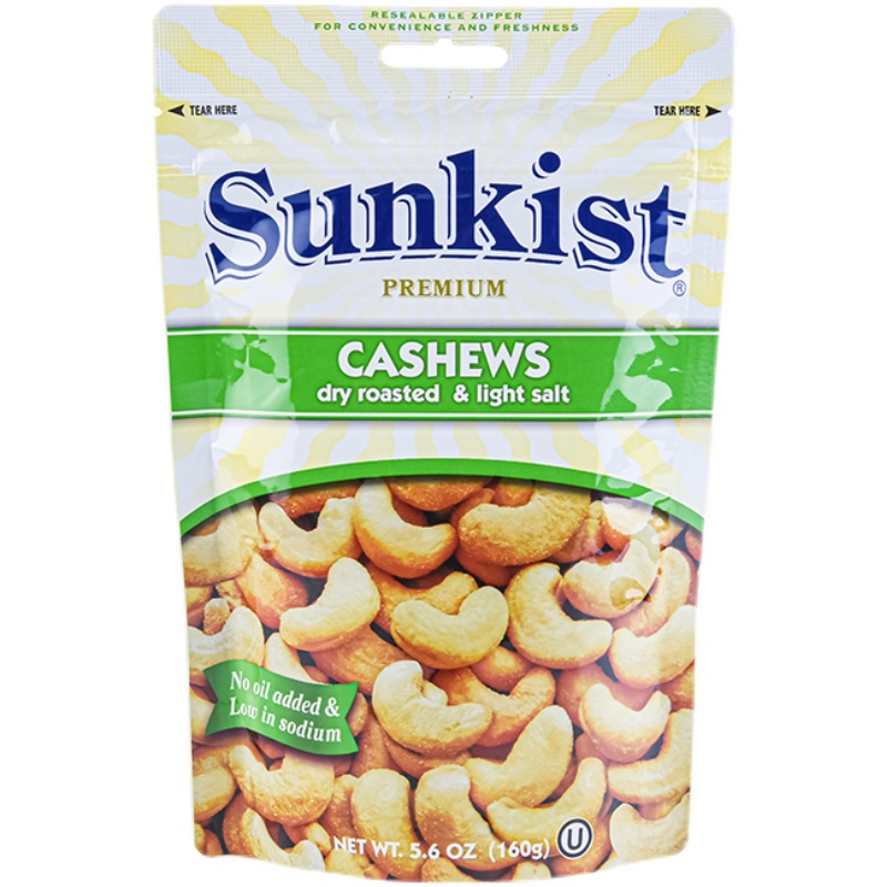 新奇士sunkist cashews盐焗熟腰果160克袋装坚果仁干货休闲零食-封面