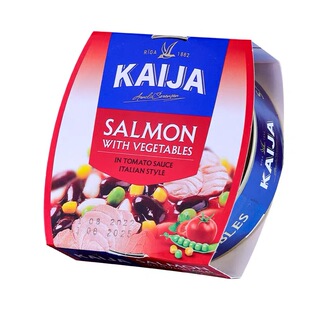 三文鱼罐头拉脱维亚进口KAIJA牌意大利风味三文鱼蔬菜沙拉罐头