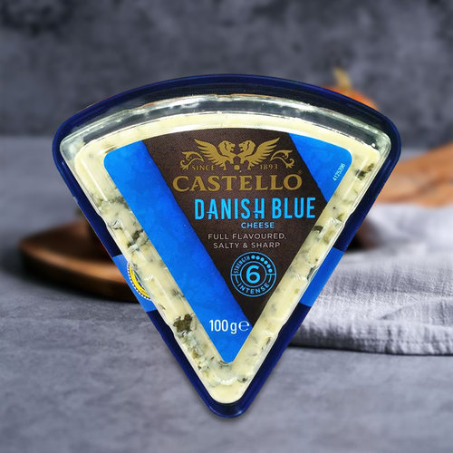 丹麦进口CASTELLO三角形蓝波奶酪100g blue cheesela蓝纹奶酪即食