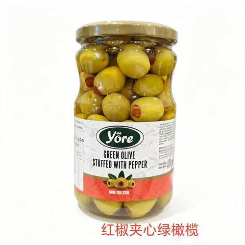 yore约尔红椒夹心绿橄榄700g土耳其进口罐头olive green olives