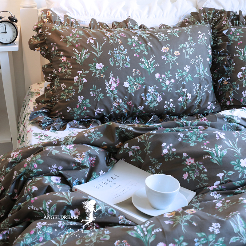 欧美韩版韩式玖瑰园碎花公主全棉纯棉床裙款床上用品被套四件套