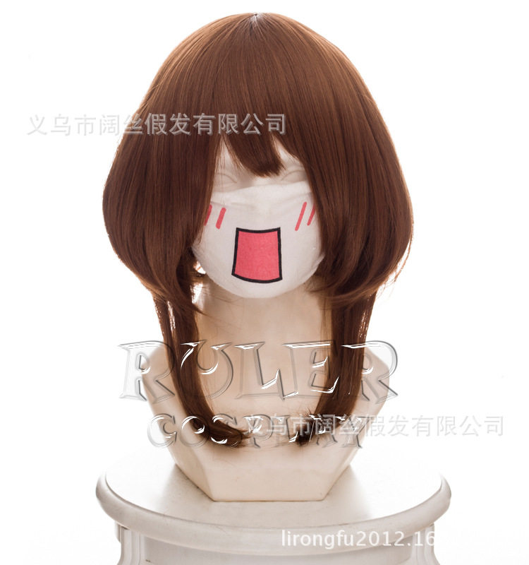 我的英雄学院 丽日御茶子深棕色棕红色短发bobo头假毛cosplay假发