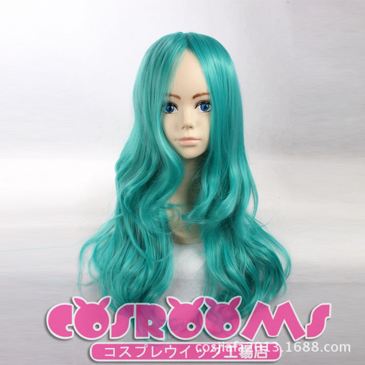 假发cosplay假毛美少女战士 海王满 水手海王星 蓝绿色长卷发长发
