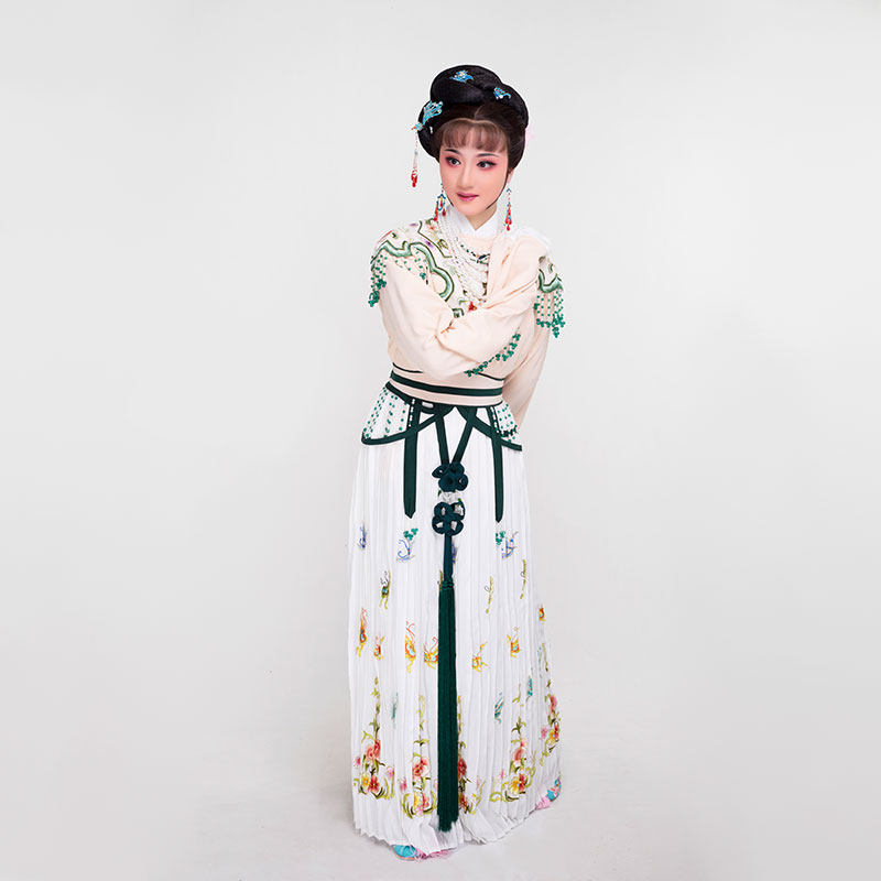 戏曲真丝花旦服装古装舞台演出服装汉服改良越剧黄梅戏服装定制