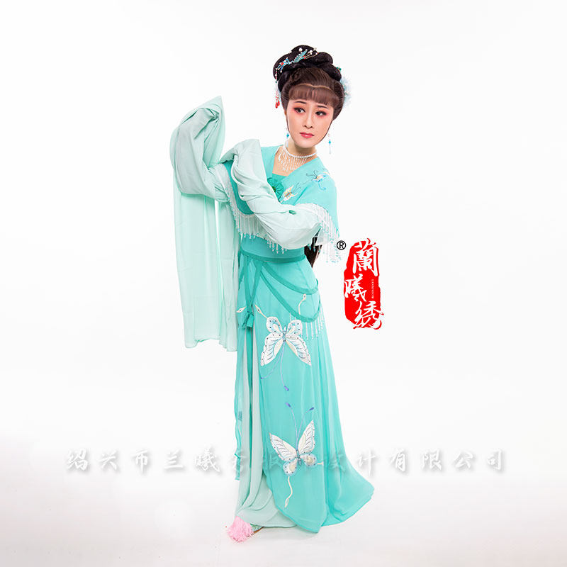 新款仿真丝花旦女装戏曲舞台演出服装古装改良汉服越剧黄梅戏