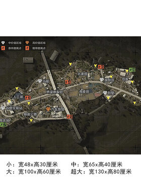 暗区突围地图攻略资源分布图自粘海报网吧咖背景墙贴画超大可定制