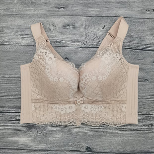 新款中薄杯聚拢收副乳上托定型酒红色调整型文胸五排扣BC罩杯内衣