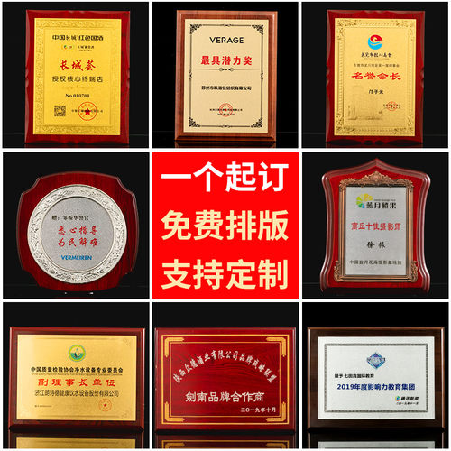 实木金箔奖牌定制定做木托授权牌木质荣誉牌公司代理牌匾铜牌奖杯
