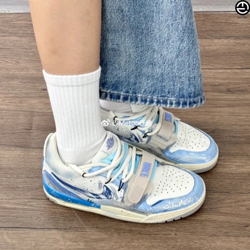 正品定制球鞋 Jordan Legacy 312 海潮领航解构涂鸦复古篮球鞋