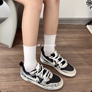 迷途定制球鞋 Nike Court Borough 暗潮美式手绘涂鸦解构做旧板鞋