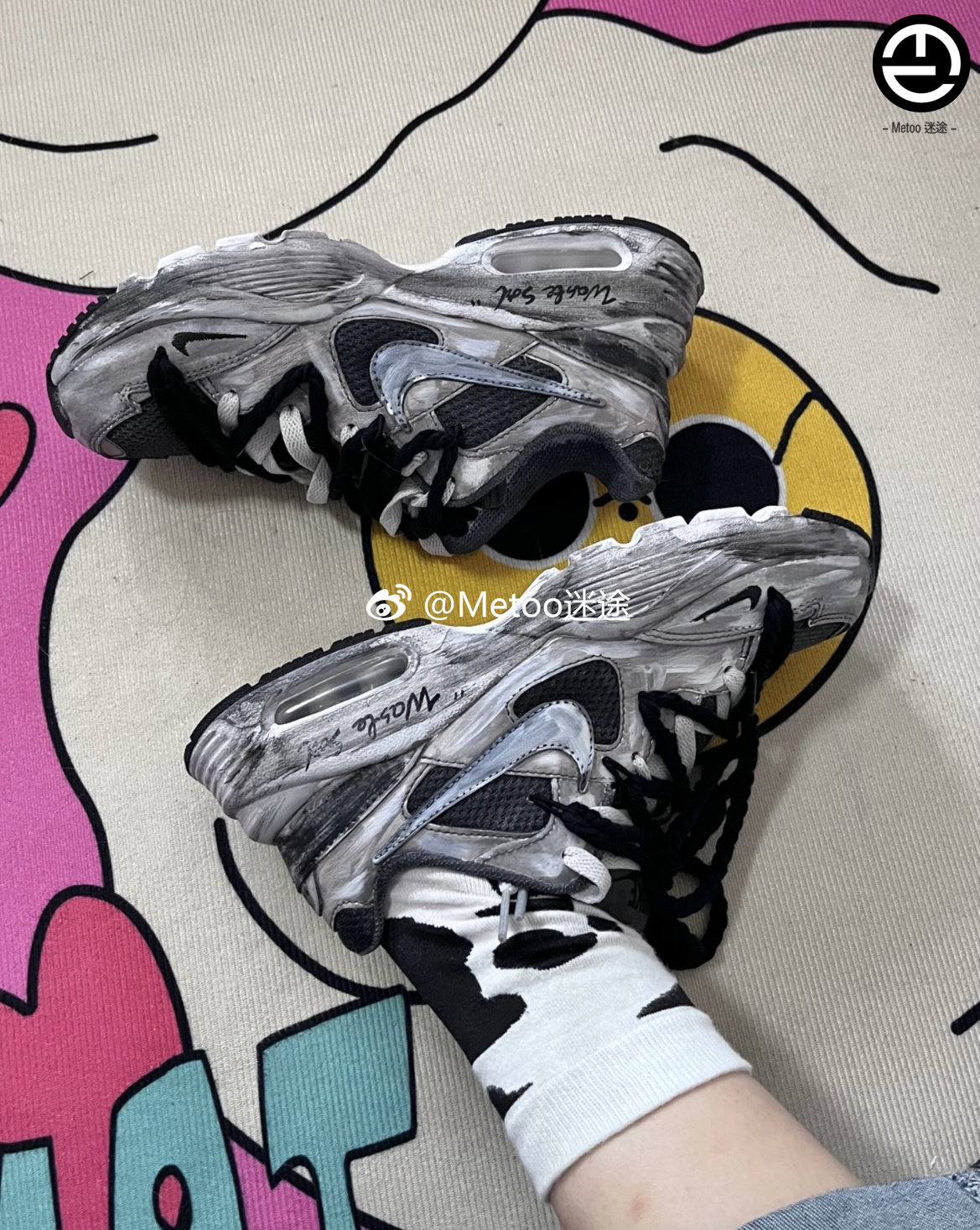 定制球鞋 Nike Air Max Fusion 灰色街区 黑麻绳 做旧 生活休闲鞋