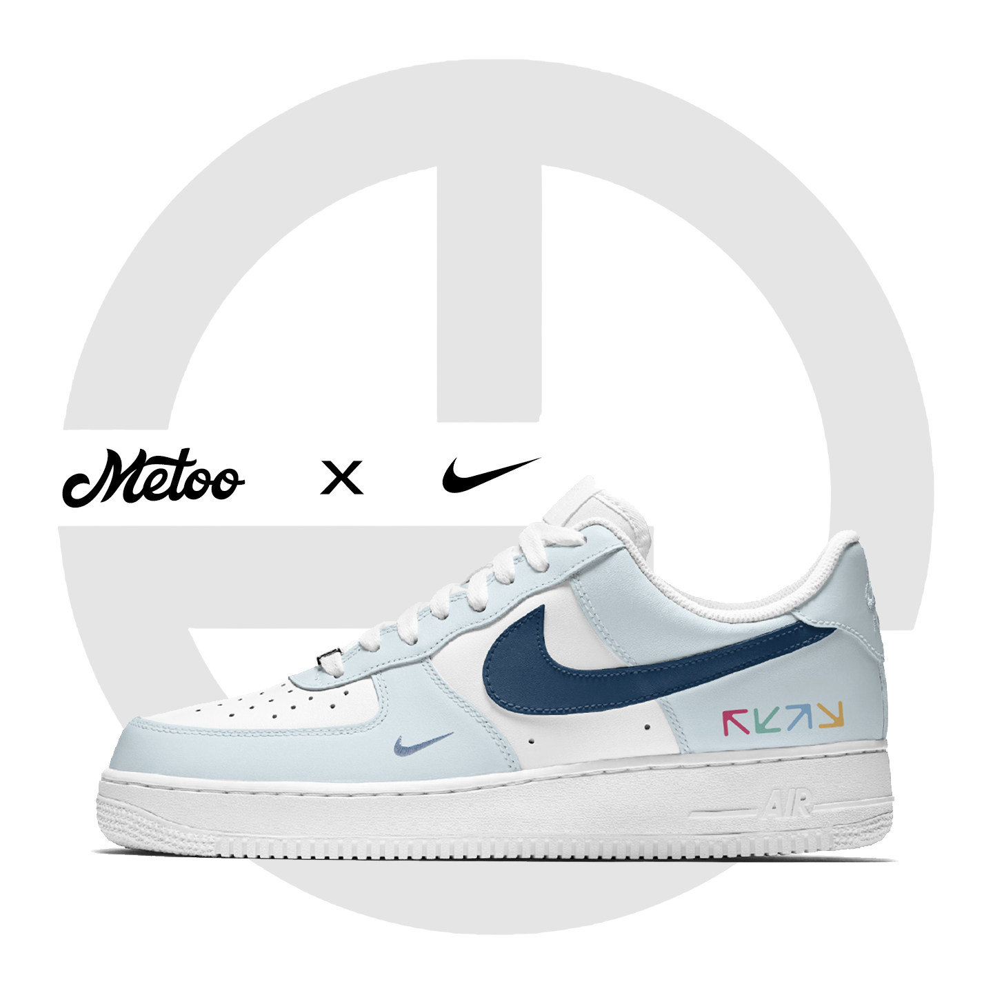 迷途定制球鞋 Nike Air Force 1 冰蓝电顽情侣款低帮空军一号板鞋