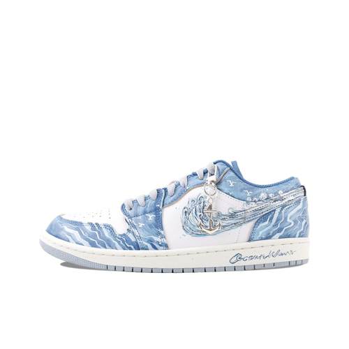 球鞋定制 NIKE/耐克 AIR JORDAN1波塞冬之怒晕染渐变男女低篮球鞋