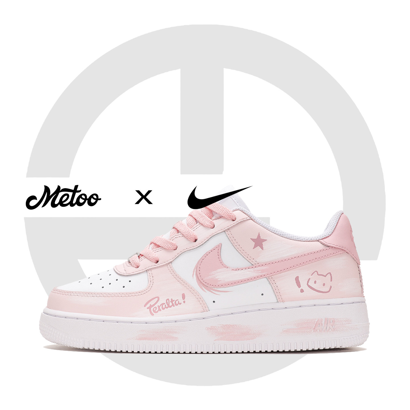 迷途定制球鞋 NikeAir Force 1 雾粉星猫可爱少女粉低帮空军一号