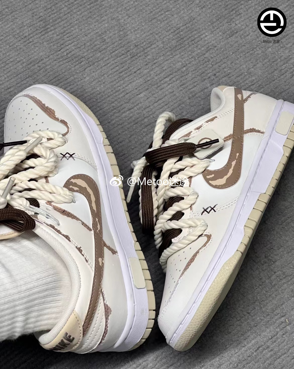 定制球鞋 Nike Dunk Low CUS ID 斑驳笑脸舒适百搭 米棕 低帮板鞋