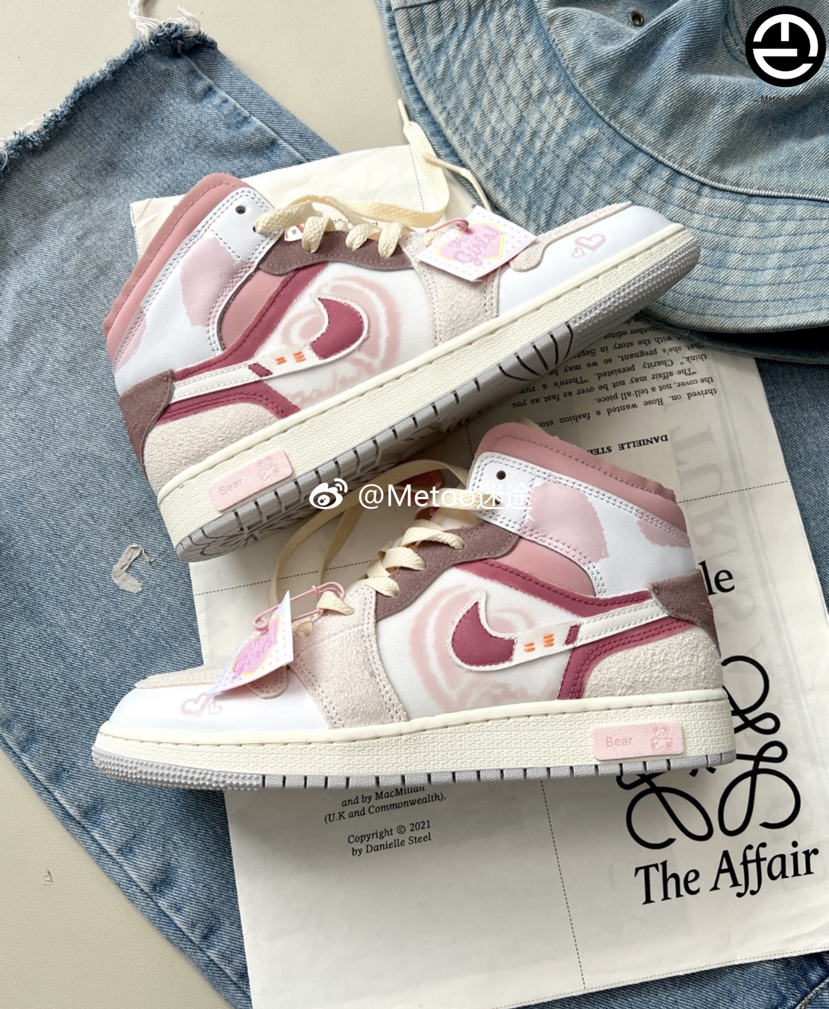 定制球鞋 Air Jordan 1 Mid SE 莓刻 甜心小熊 小清新 中帮篮球鞋