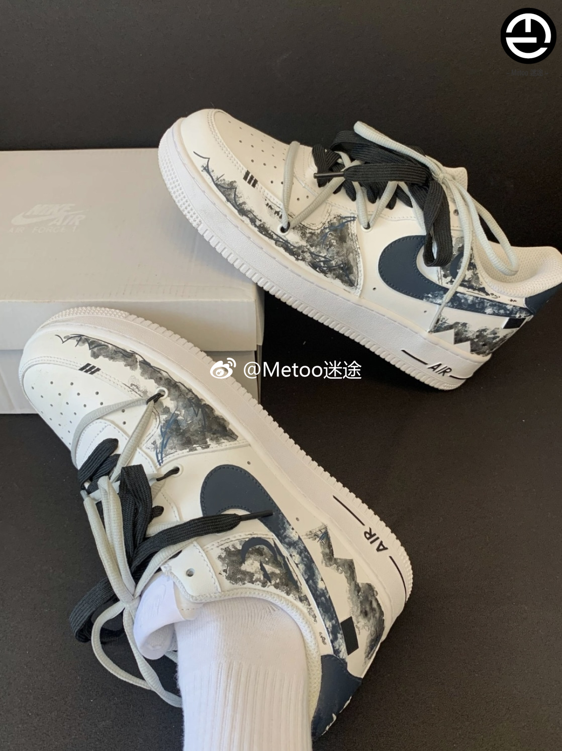 定制球鞋 Nike Air Force 1 Low 月落孤城 水墨简约潮流 低帮板鞋