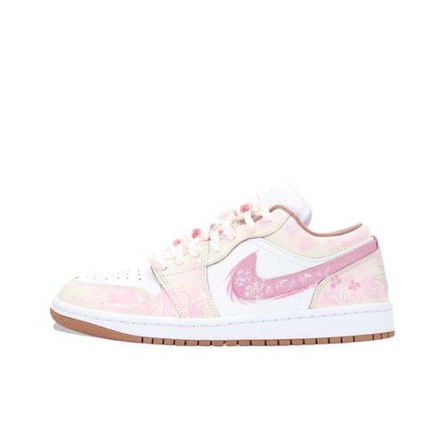 正品定制球鞋 Air Jordan 1 粉漾花海晕染多巴胺学院风低帮AJ1