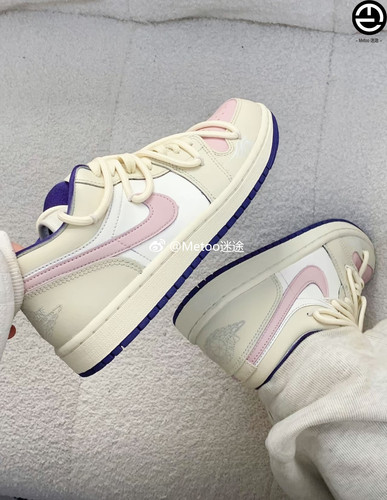 定制球鞋 Air Jordan 1 Low 火心草莓芝士甜美解构绑带低帮篮球鞋