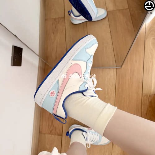 正品定制球鞋 Nike Court Borough 冰冰奶椰 海盐粉萌爪 猫爪板鞋
