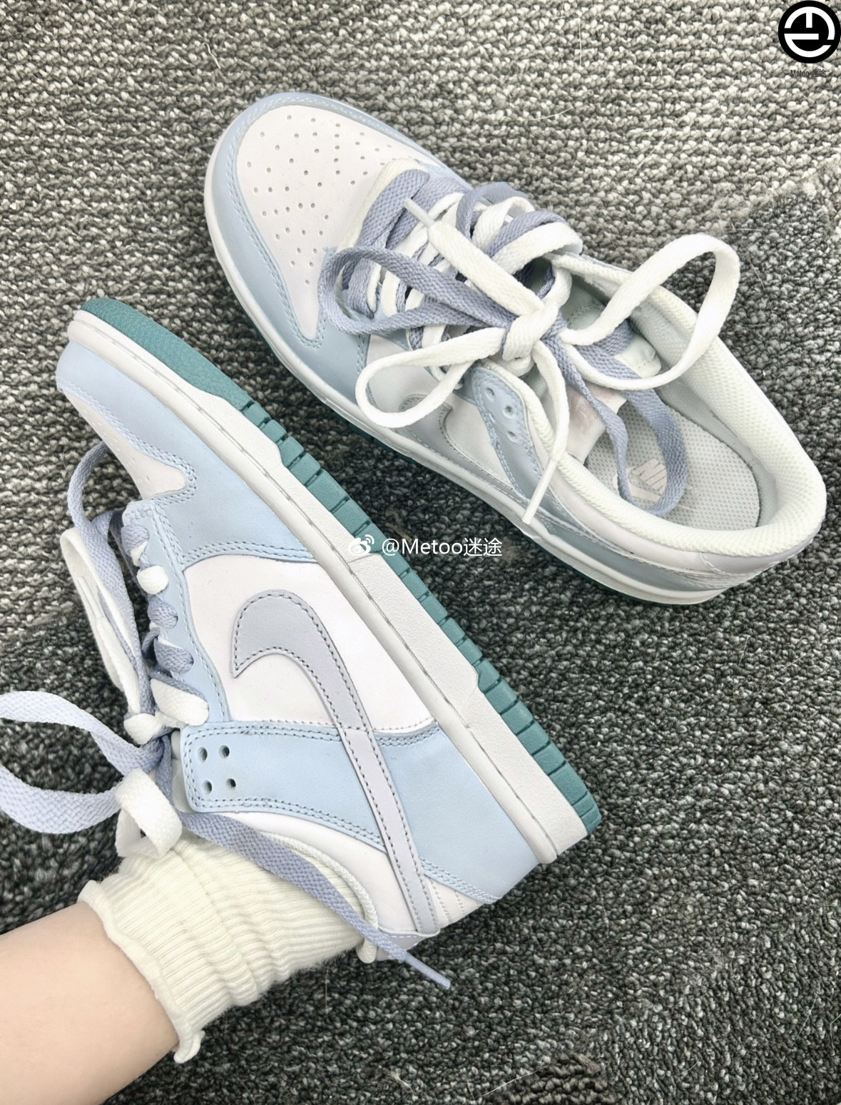 耐克球鞋定制 nike dunk喝杯奶茶系列海盐椰子灰双鞋带雾霾蓝板鞋