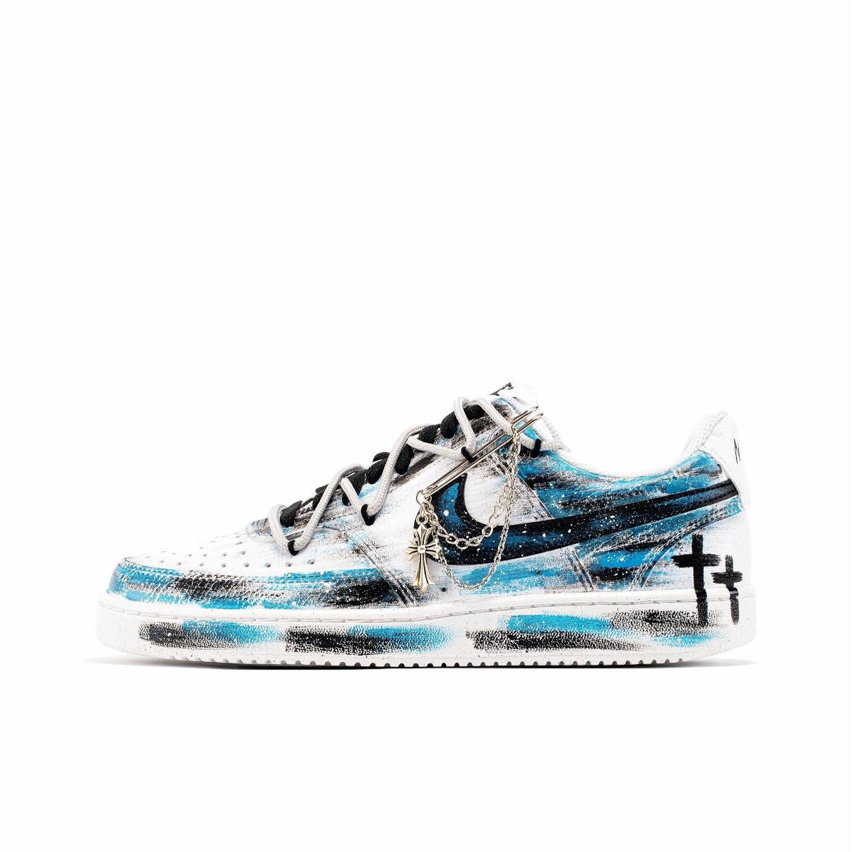 【定制球鞋】Nike Court Vision 1 哥特 美式解构  低帮板鞋白蓝