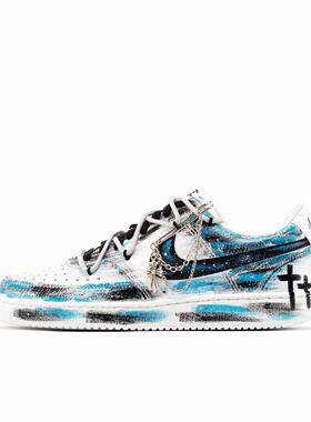 【定制球鞋】Nike Court Vision 1 哥特 美式解构  低帮板鞋白蓝
