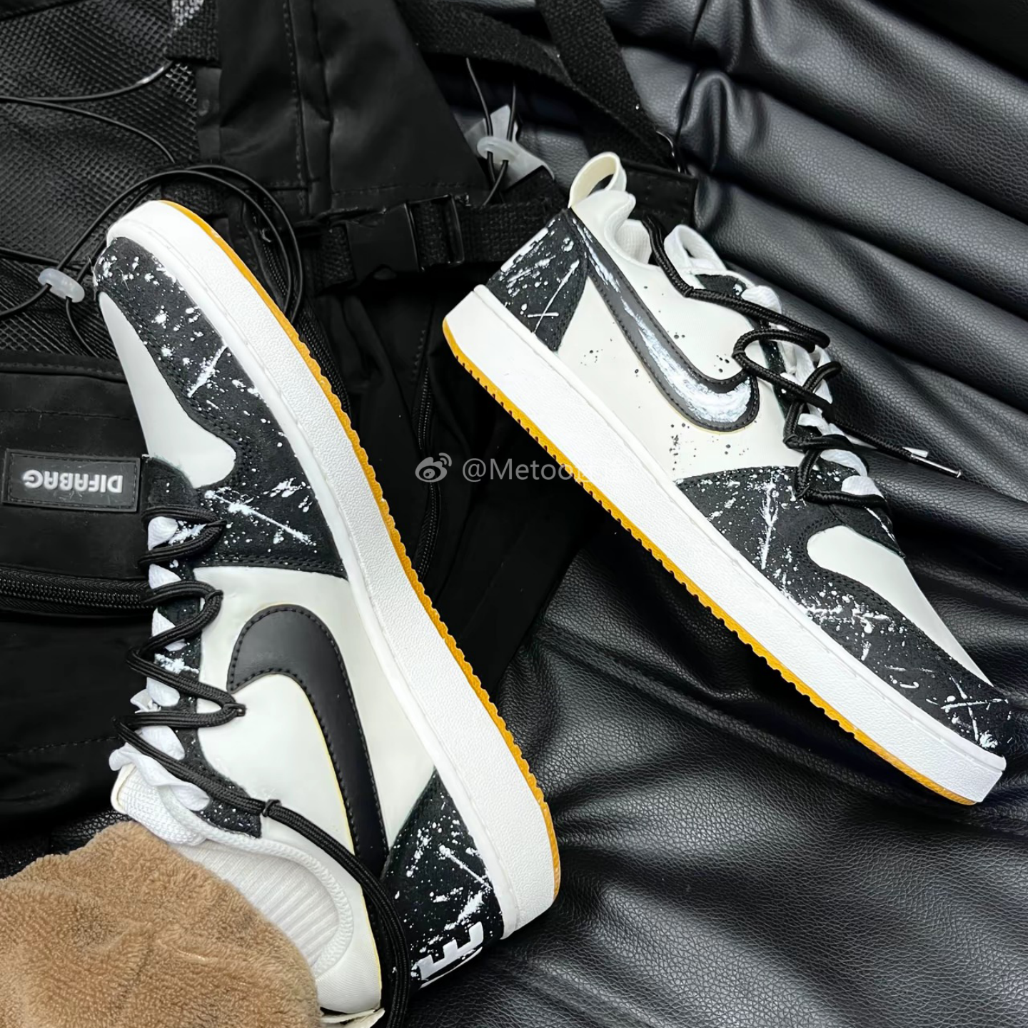 迷途定制球鞋 Nike Court Borough 星立方程 银标泼墨 低帮板鞋男