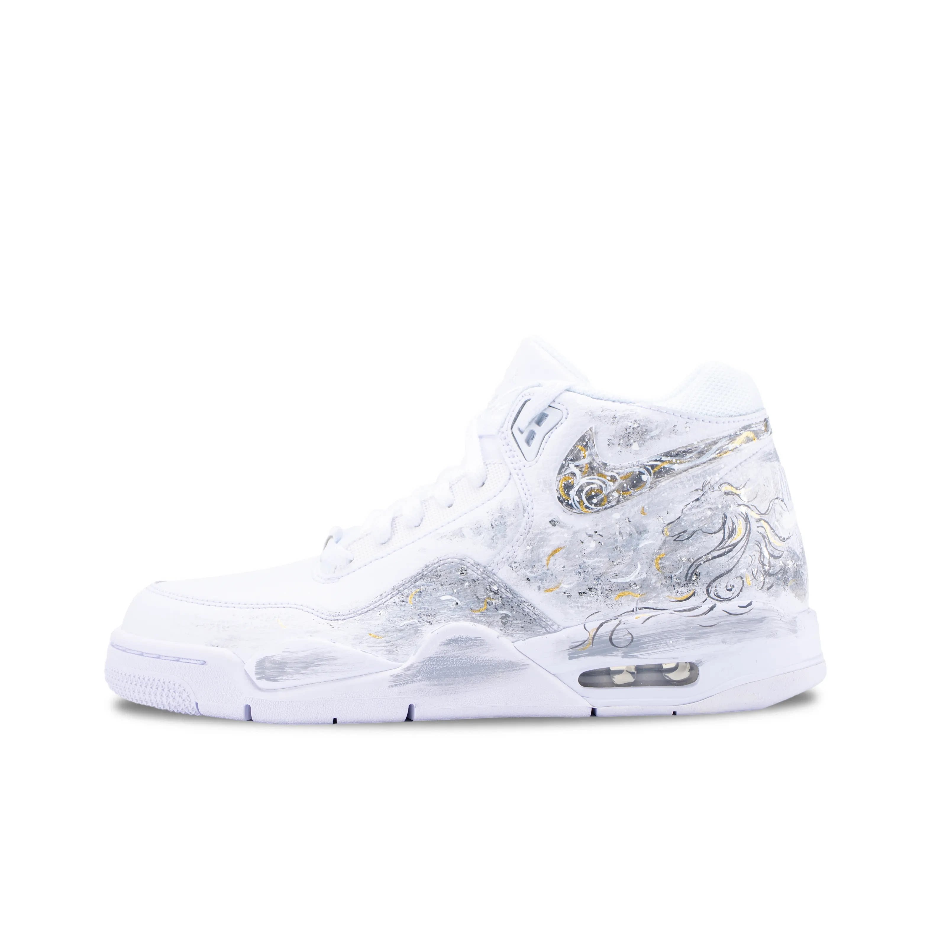 迷途定制球鞋 Nike Flight Legacy 银雾金鬃新中式手绘晕染篮球鞋