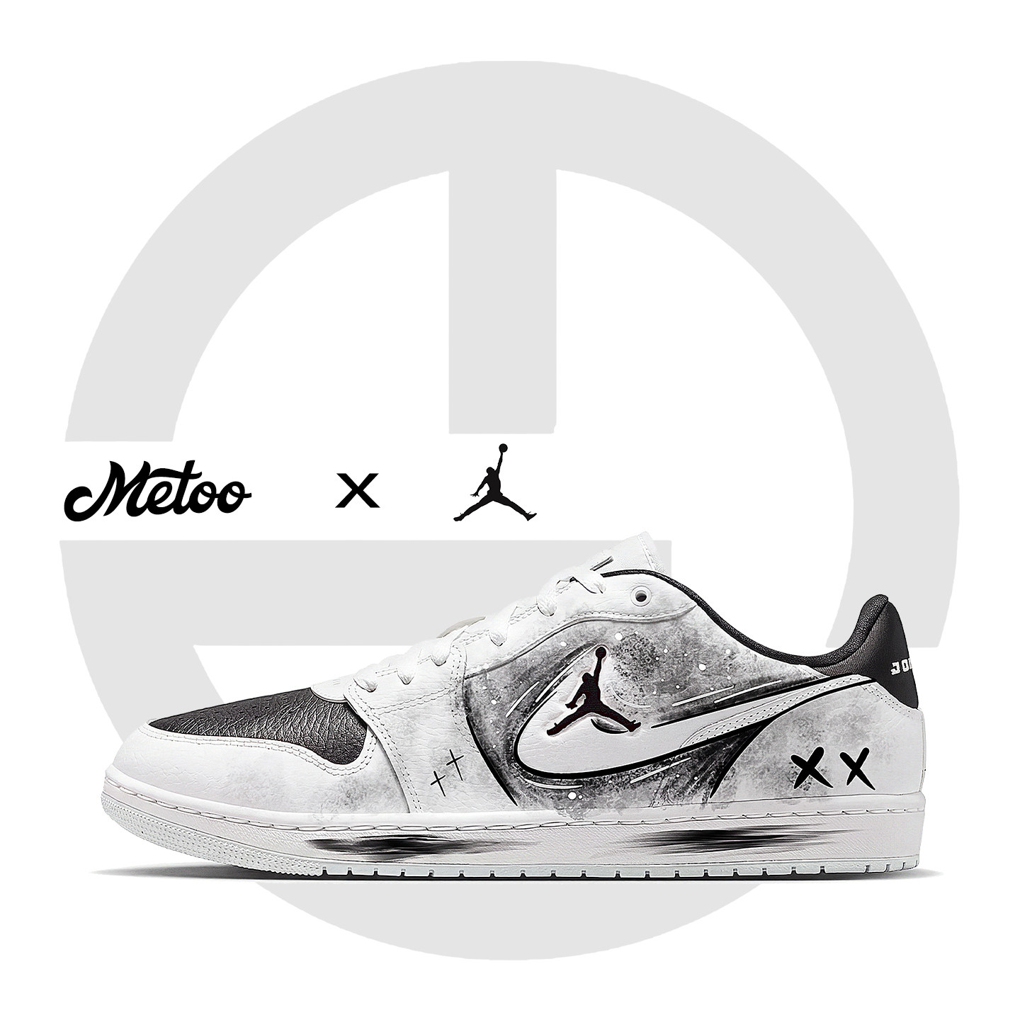 迷途定制球鞋 Air Jordan Court Connect 墨染喷涂手绘涂鸦AJ球鞋