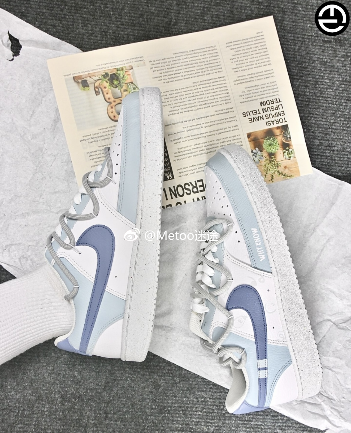定制球鞋 Nike Court Vision 1 Low  雾霾蓝 解构 百搭 低帮 板鞋