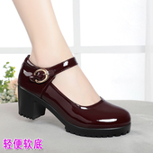 红色皮鞋 闰月鞋 女鞋 子真皮软底跳舞鞋 妈妈旗袍模特走秀高跟鞋 单鞋