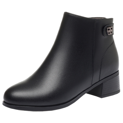 真皮妈妈棉鞋加绒保暖羊毛女短靴