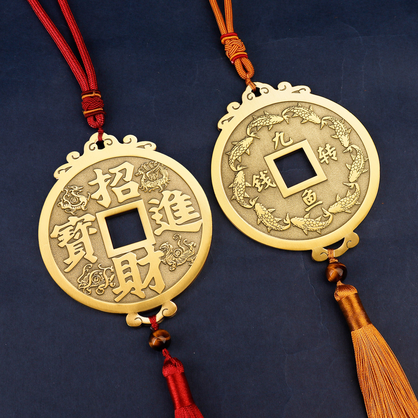 兴道阁招财进宝九鱼聚财图黄铜挂件客厅玄关开业吉祥道家招财摆件,家居饰品,装饰摆件,淘宝优惠券,粉丝福利购,淘宝优惠卷