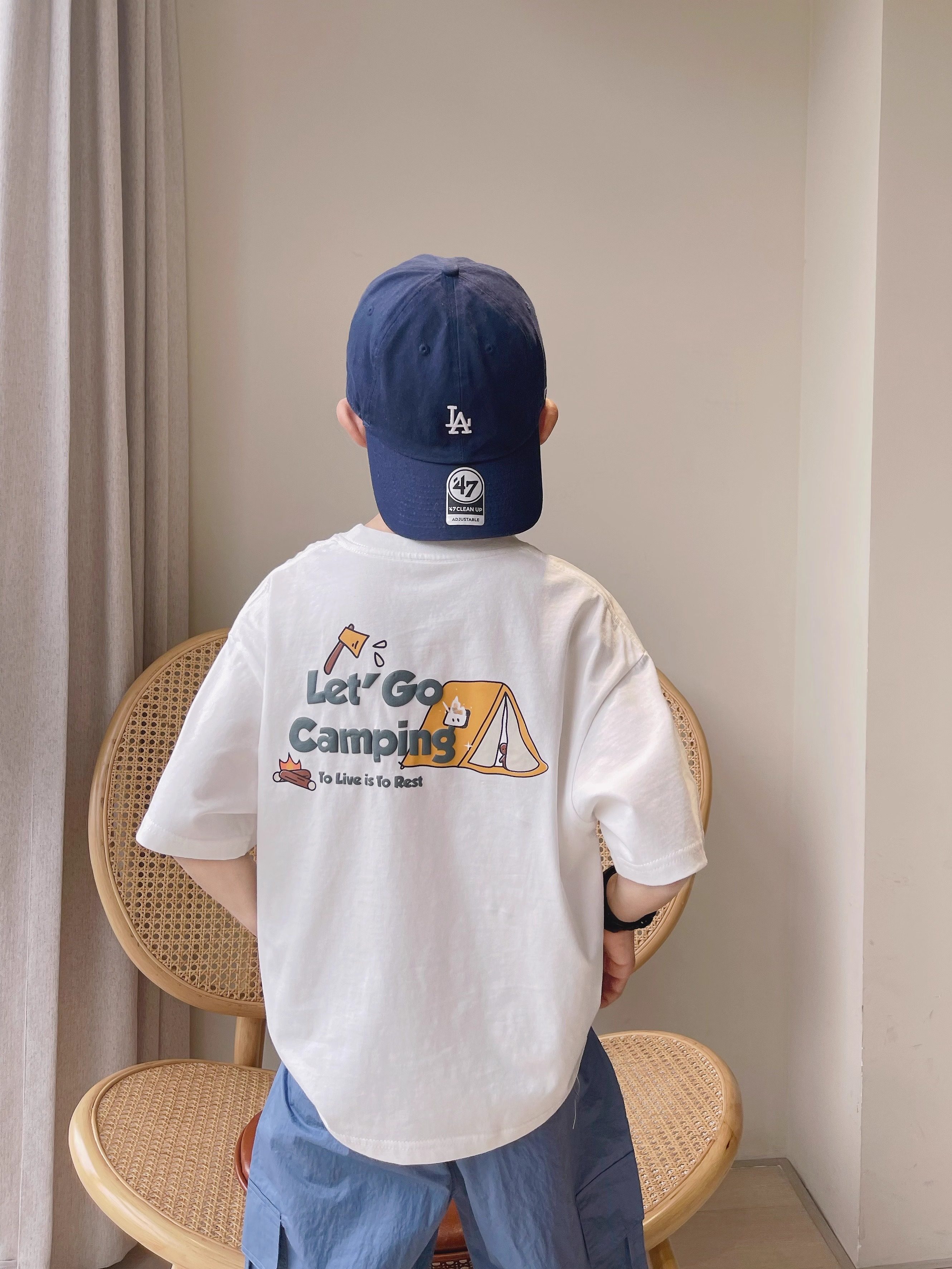 纯棉新款夏季童装短袖男童儿童薄款百搭卡通印花白色圆领露营T恤,童装/婴儿装/亲子装,T恤,淘宝优惠券,粉丝福利购,淘宝优惠卷