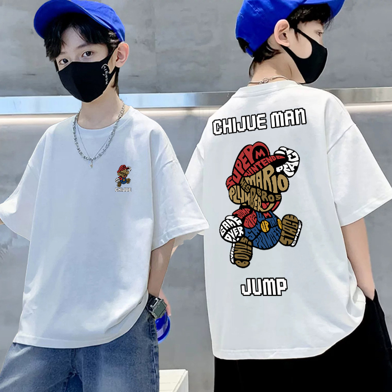 纯棉夏季透气童装短袖薄款T恤儿童圆领男童后包边韩版打底衫上衣