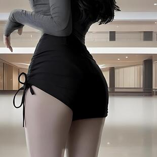 亚洋丹美女主播服装跳舞擦边蜜桃臀抽绳超短裤女直播性感超火热裤