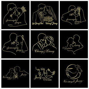 婚礼人像头像线条结婚LOGO设计素材PSD AI文件婚纱标志高清设计