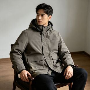 贝哆哈男士羽绒服冬季保暖休闲防寒鸭绒上衣男羽绒外套 风印染色