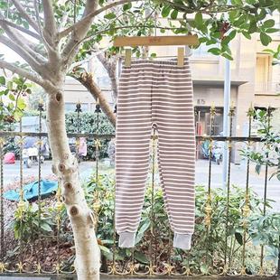 贝哆哈儿童加绒保暖裤冬条纹加厚秋裤家居裤睡裤男童一体绒棉毛裤