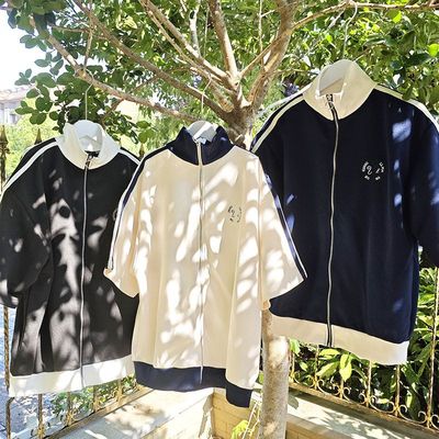 贝哆哈男士女士外套短袖夏季休闲开衫情侣款拉链衫宽松女式上衣
